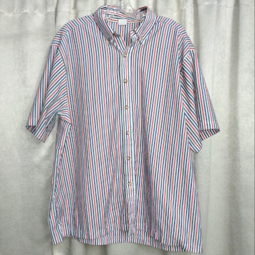 Vintage Angelica Uniform Button Up Shirt Color Stripe Red Green Blue Siz…
